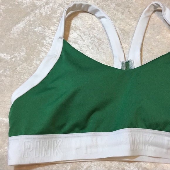 PINK Victoria's Secret Other - NEW Victoria’s Secret Ultimate Lightly Lined Sports Bra Green w/White Trim Gym M